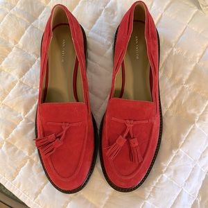 Ann Taylor suede red, new, loafers